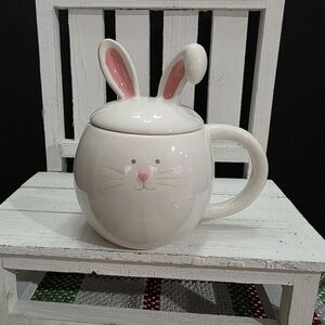 🐰 Lang Ceramic Bunny Mug with Lid | Brand New Easter Bunny Mug | Spring Decor.